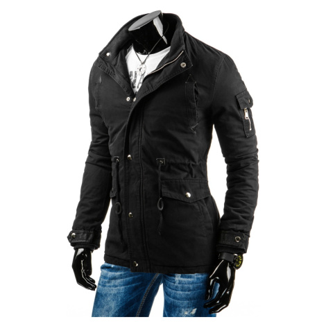 Pánska prešívaná zimná bunda s odnímateľnou kapucňou čierna - Čierna / - DSTREET
