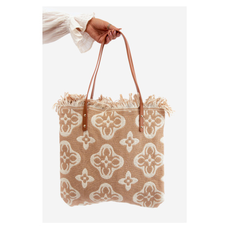 Patterned Large Woven Beach Bag Brown Sadhara