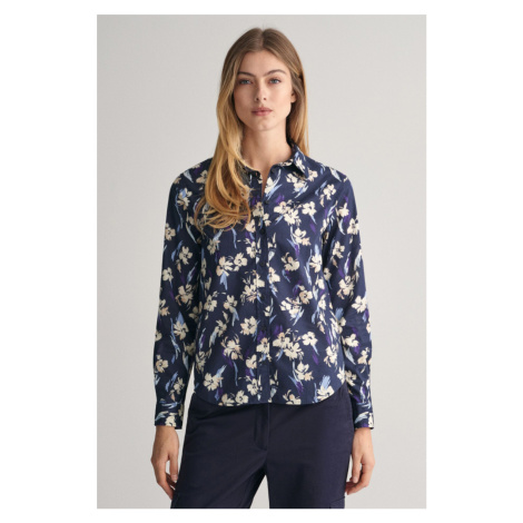 KOŠEĽA GANT REG FLORAL PRINT COT VOILE EVENING BLUE