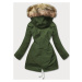 Kaki/ecru teplá dámska zimná bunda (W629BIG)