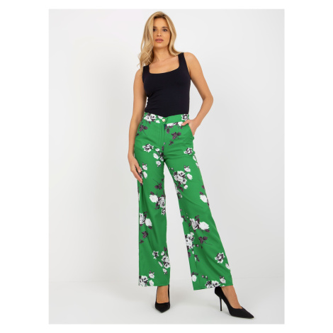 Zelené látkové kvetinové nohavice LK-SP-508919.87P-green