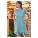 armonika Women's Green Short Sleeved Dress With Frill Six
