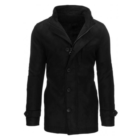Zimný pánsky kabát čiernej farby so zapínaním na zips a gombíky DStreet