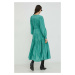 Šaty Bruuns Bazaar Rosebay Carline zelená farba, midi, áčkový strih