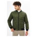River Club Men's Khaki College Collar Water And Windproof Quilted Patterned Fiber Coat