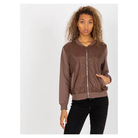 HNEDÁ BOMBER MIKINA BEZ KAPUCNE RV-BL-8225.88-BROWN Rue Paris