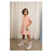 Dievčenské bavlnené šaty Mini Rodini ružová farba, mini, áčkový strih