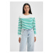 DEFACTO Regular Fit Striped Crew Neck Basic Knitwear Sweater