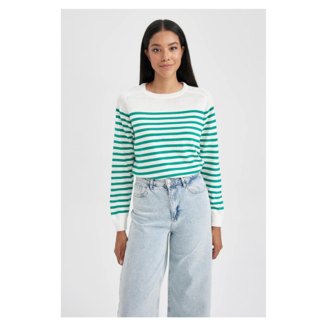 DEFACTO Regular Fit Striped Crew Neck Basic Sweater