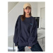 Know Women's Navy Staggertly Printed Crew Neck Sweatshirt