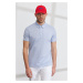 AC&Co / Altınyıldız Classics pánske modro-biele ľahko žehliteľné slim fit polo tričko s krátkym 