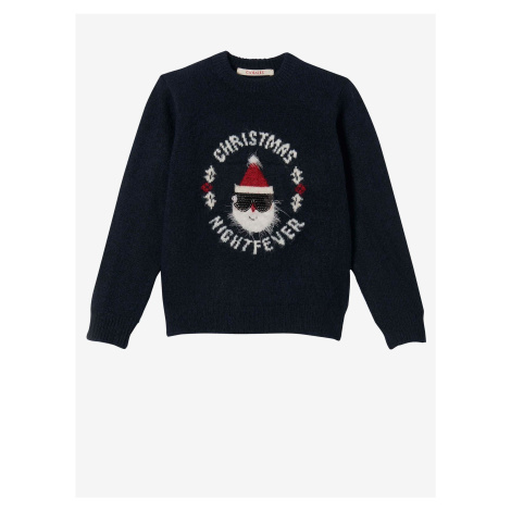 Dark blue girly sweater with Christmas motif CAMAIEU - Girls