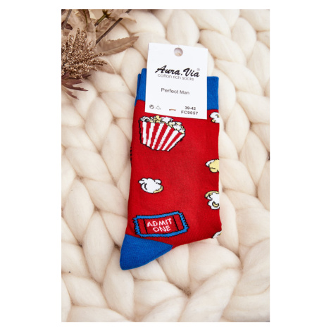 Men's Popcorn Pattern Socks Red