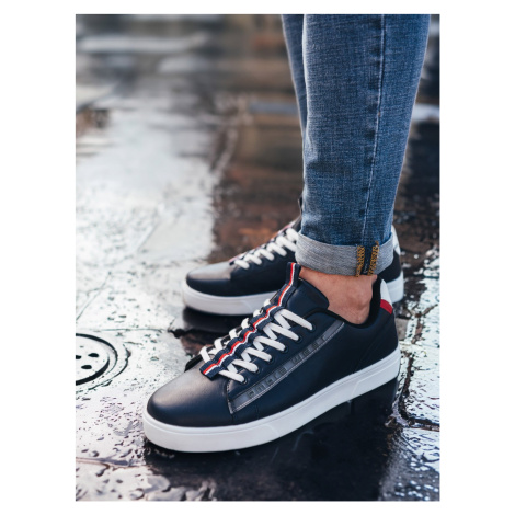 Ombre Men's shoes sneakers with contrasting details - navy blue