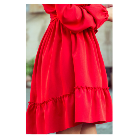 Červené dámské šaty s volánky model 7954572 - numoco Možnost: S