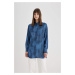 DEFACTO Relax Fit Shirt Collar Printed Long Sleeve Tunic