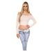 Sexy KouCla long sleeve Crop Top with sexy back white Einheitsgroesse