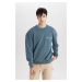 DEFACTO Comfort Fit Crew Neck Back Printed Sweatshirt