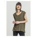 Women's Olive T-Shirt HiLo with Shoulder Zipper