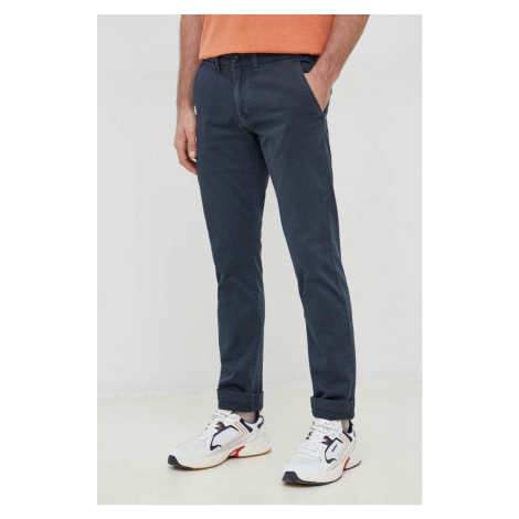 Nohavice Pepe Jeans Sloane pánske, tmavomodrá farba, rovné
