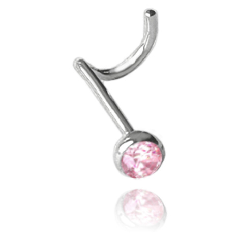 MINET Strieborný piercing do nosa s ružovým zirkónom JMAN0406PE01