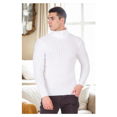 19295 Dewberry Turtleneck Mens Sweater-WHITE