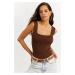 Cool & Sexy Women's Brown Square Collar Knitwear Blouse YV87