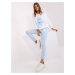 Ecru light blue tracksuit with print