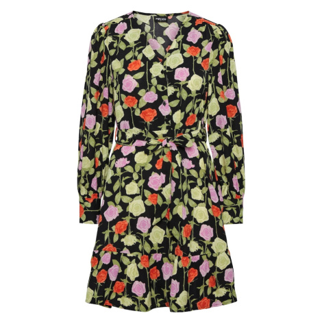 PIECES Košeľové šaty 'Blossom'  trávovo zelená / fialová / grenadínová / čierna