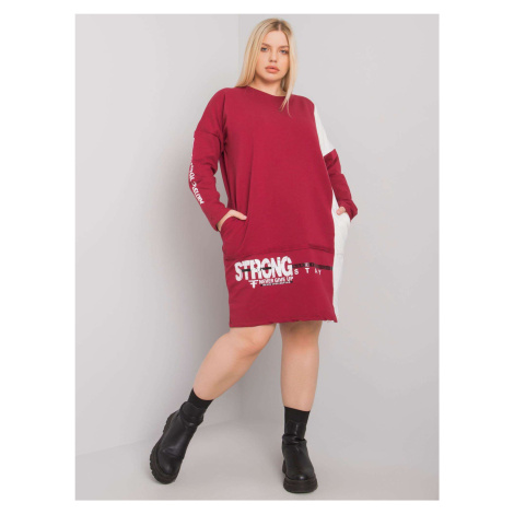 Burgundy tunic plus sizes with long sleeves