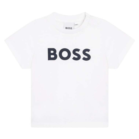 Detské bavlnené tričko BOSS biela farba, s potlačou Hugo Boss