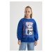 DEFACTO Girl&#39;s Relax Fit Crew Neck Printed Sweatshirt