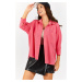 armonika Women's Fuchsia Pocket Loose Linen Shirt