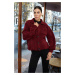 Trendyol Claret Red Soft Texture Coat Look Knitwear Cardigan