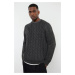 Trendyol Anthracite Unisex Crew Neck Hair Knitted Sweater