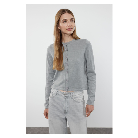 Trendyol Gray Woolen Jacket-Look Knitwear Cardigan