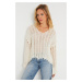 Cool & Sexy Women's Openwork Knitwear Blouse Stone YZ618