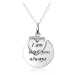 Strieborný náhrdelník 925, srdce, známka s nápisom "I am with you always"