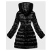 Ľahká čierna dámska zimná bunda so zateplenou kapucňou (OMDL-019)