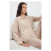 Trendyol Stone Button Detailed Textured Woven Pajama Set