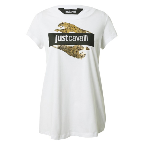 Just Cavalli Tričko  zlatá / čierna / biela