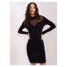 Black dress with a mesh neckline BASIC FEEL GOOD