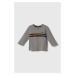 Detská bavlnená košeľa s dlhým rukávom United Colors of Benetton šedá farba, s nášivkou