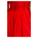 Červené dámské šaty s delším zadním dílem a krajkovým výstřihem model 7162273 M - numoco