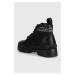 Členkové topánky Karl Lagerfeld TREKKA II dámske, čierna farba, na plochom podpätku, KL42533