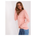 Light pink women's classic sweater with patterns