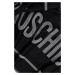 Vlnený šál Moschino čierna farba, vzorovaný