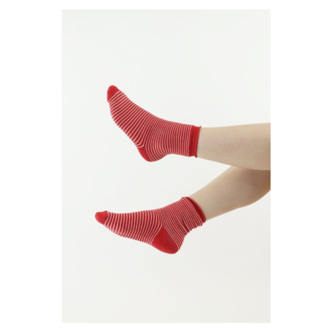 Thermo ponožky 83 červené s bielymi pruhmi Moraj