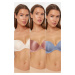 Trendyol Brown-Multicolored 3-Pack Polyamide String Strap Push Up T-Shirt Bra Knitted Bra