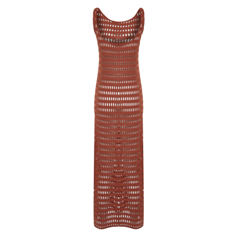 Trendyol Brown Maxi Slit Knitwear Look Beach Dress